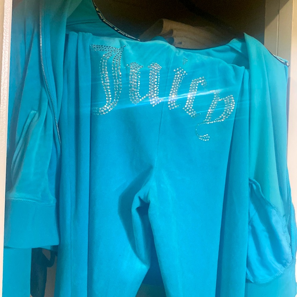 Blue bling jacket & pants juicy couture